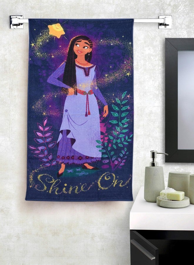 FRESH FROM LOOM منشفة حمام للأطفال من الجنسين، مصنوعة من القطن الخالص ١٠٠٪، بتصميم حورية البحر، مطبوعة برسومات كرتونية، لطيفة على البشرة، مضادة للحساسية، مقاومة للبهتان، وحواف مخيطة بخياطة مزدوجة. - Image 1
